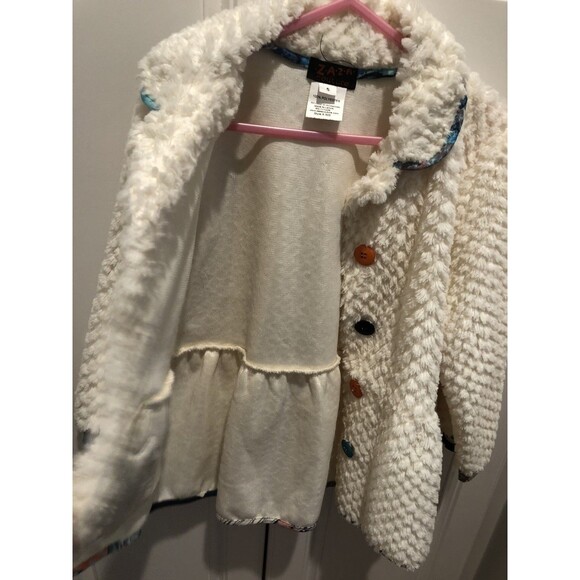 “Zaza Couture” Boutique Girls Sz 5 Crème Appliqué Jacket - Picture 3 of 6